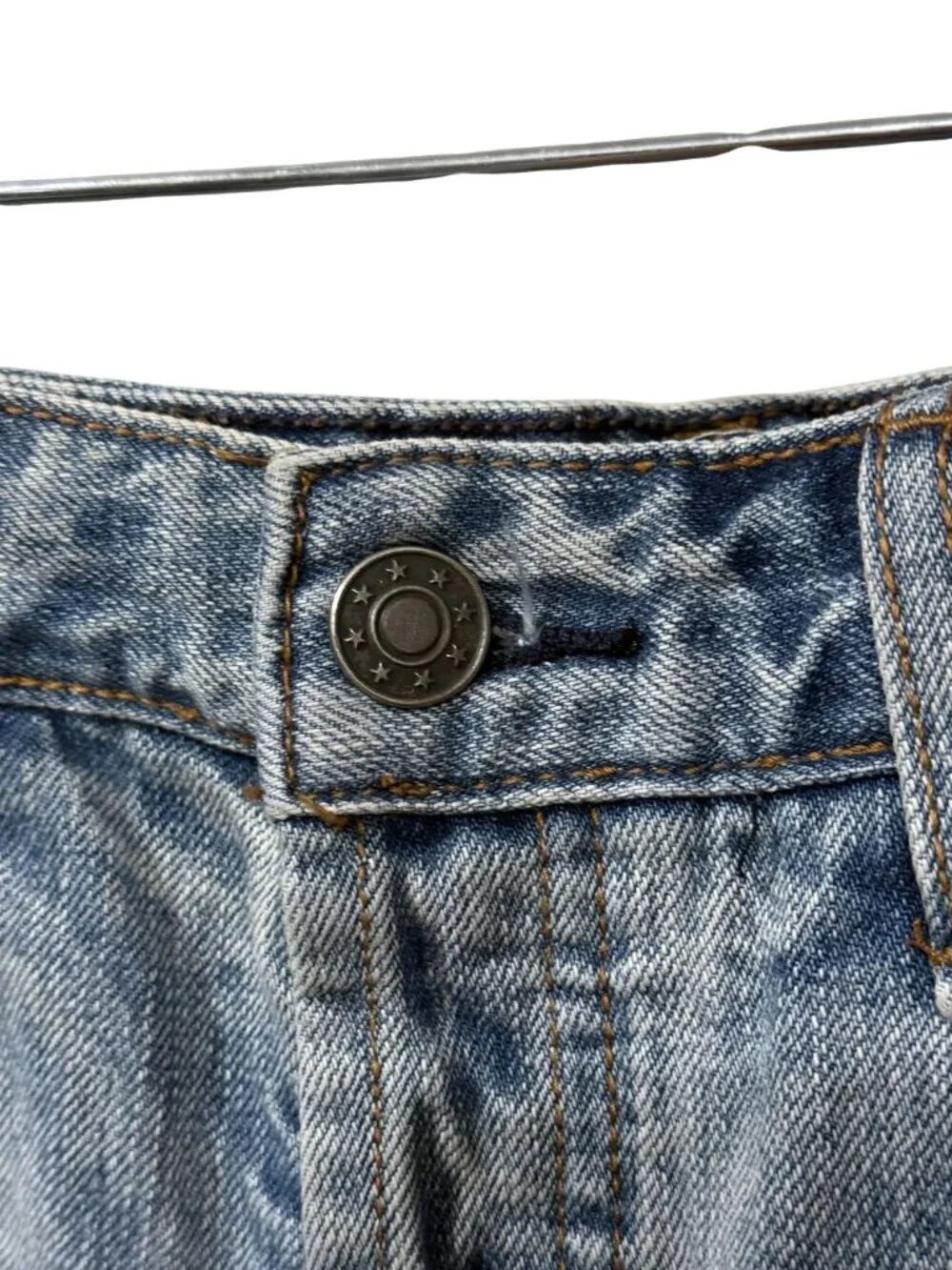 Free People Womens Distressed Denim Shorts Blue Size 29 Button Fly Raw Hem